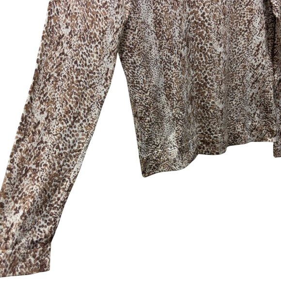 Diane Von Furstenberg Womens Long Sleeve Leopard Print Metallic Top Size L - Picture 3 of 5